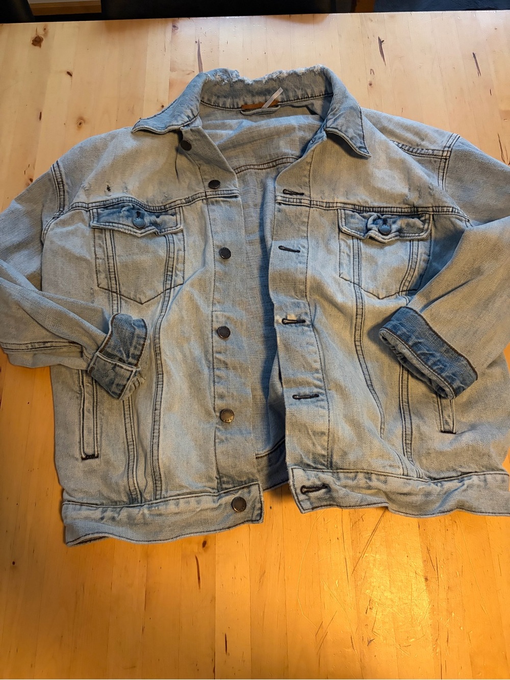 Free People Light Wash Denim Jacket in Light Blue - Picture 1 of 5